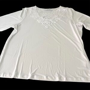 Susan graver White Lace Women's long sleeve top size XL